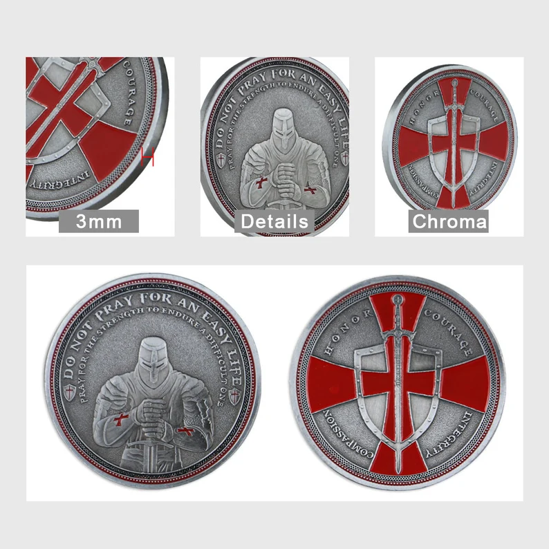 Knights Templar Cross Challenge Coin 