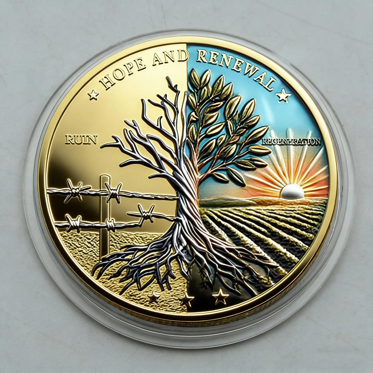 War and Peace Gold Plated Commemorative Coin