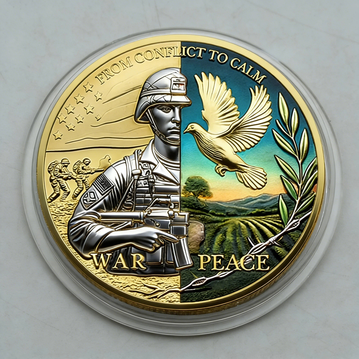 War and Peace Gold Plated Commemorative Coin