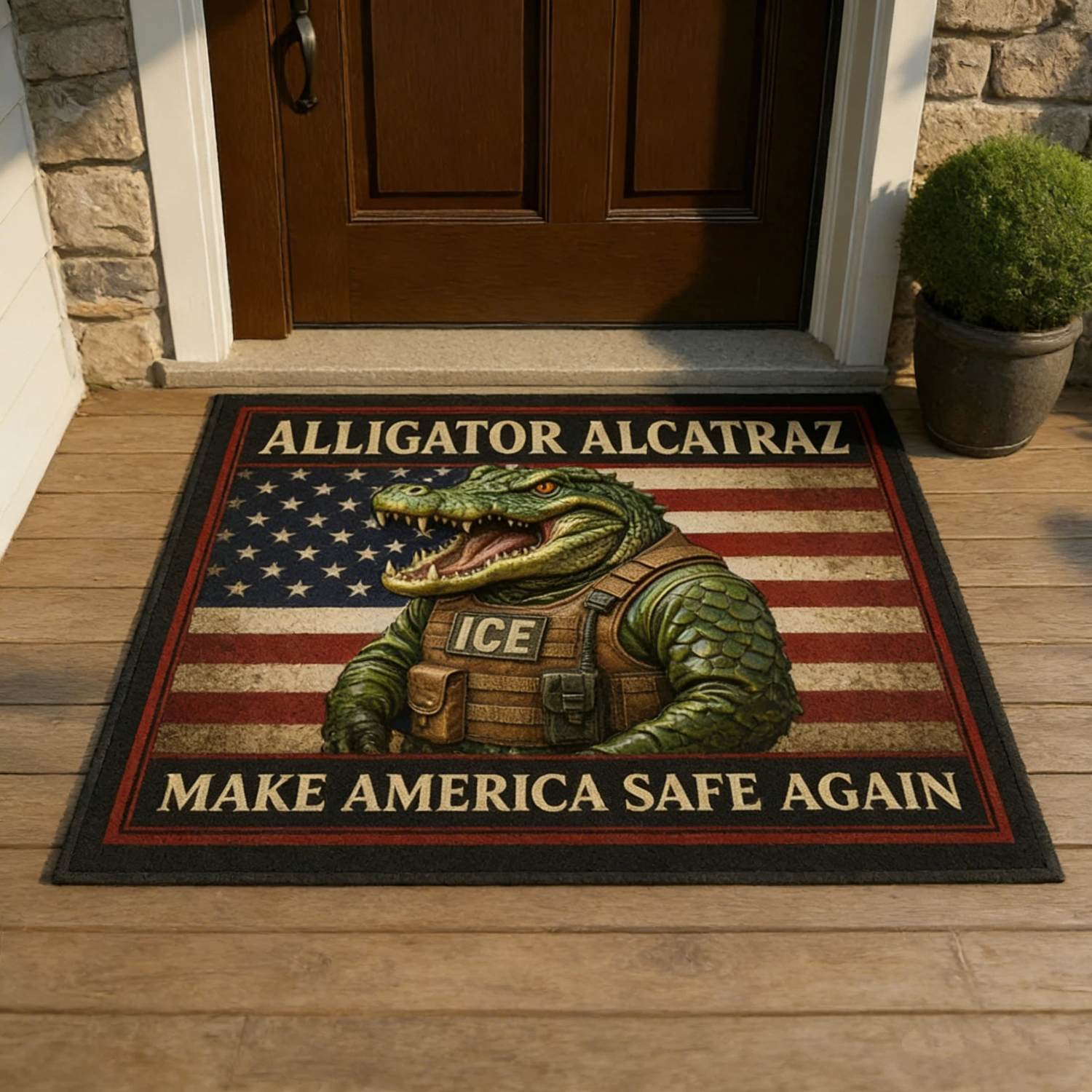 Alligator Alcatraz Doormat: Make America Safe Again【BUY 2 FREE SHIPPING】