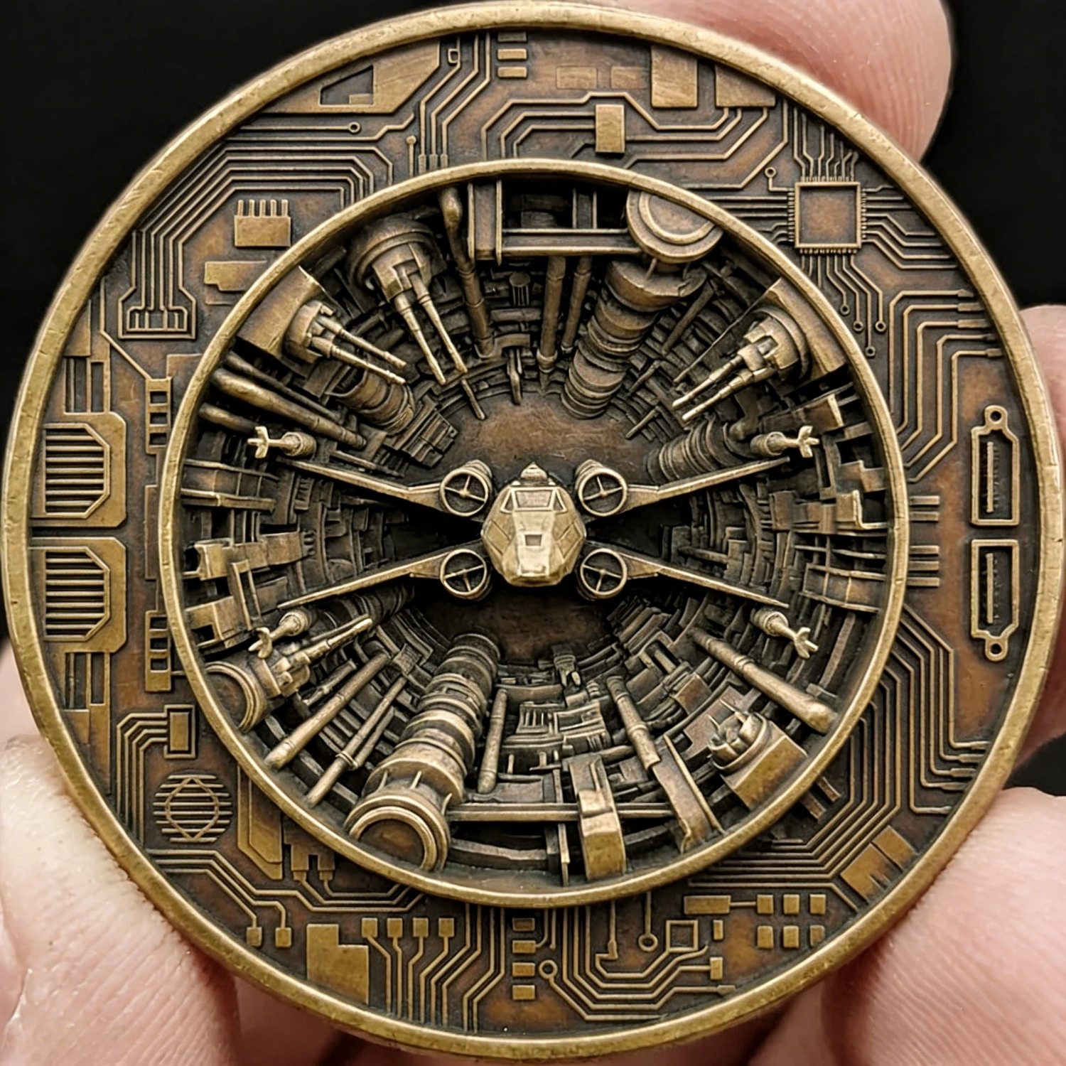 X-Wing Trench Run 3D Relief Sci-Fi Circuit Coin 🚀⚡