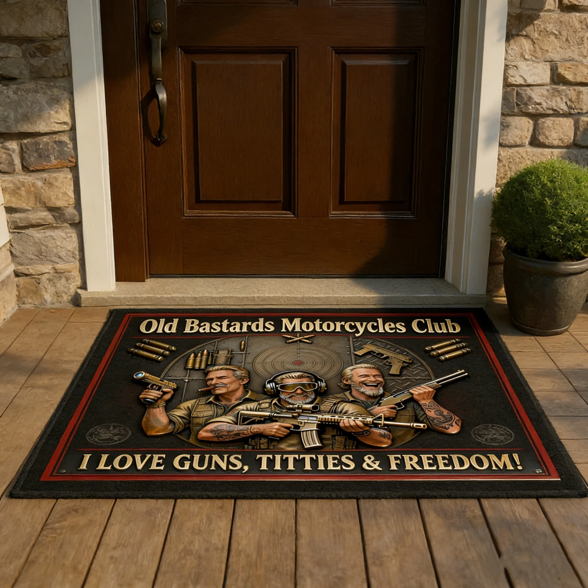 Old Bastards Motorcycles Club Doormat:Lifetime Member 🏍️🔫【BUY 2 FREE SHIPPING】