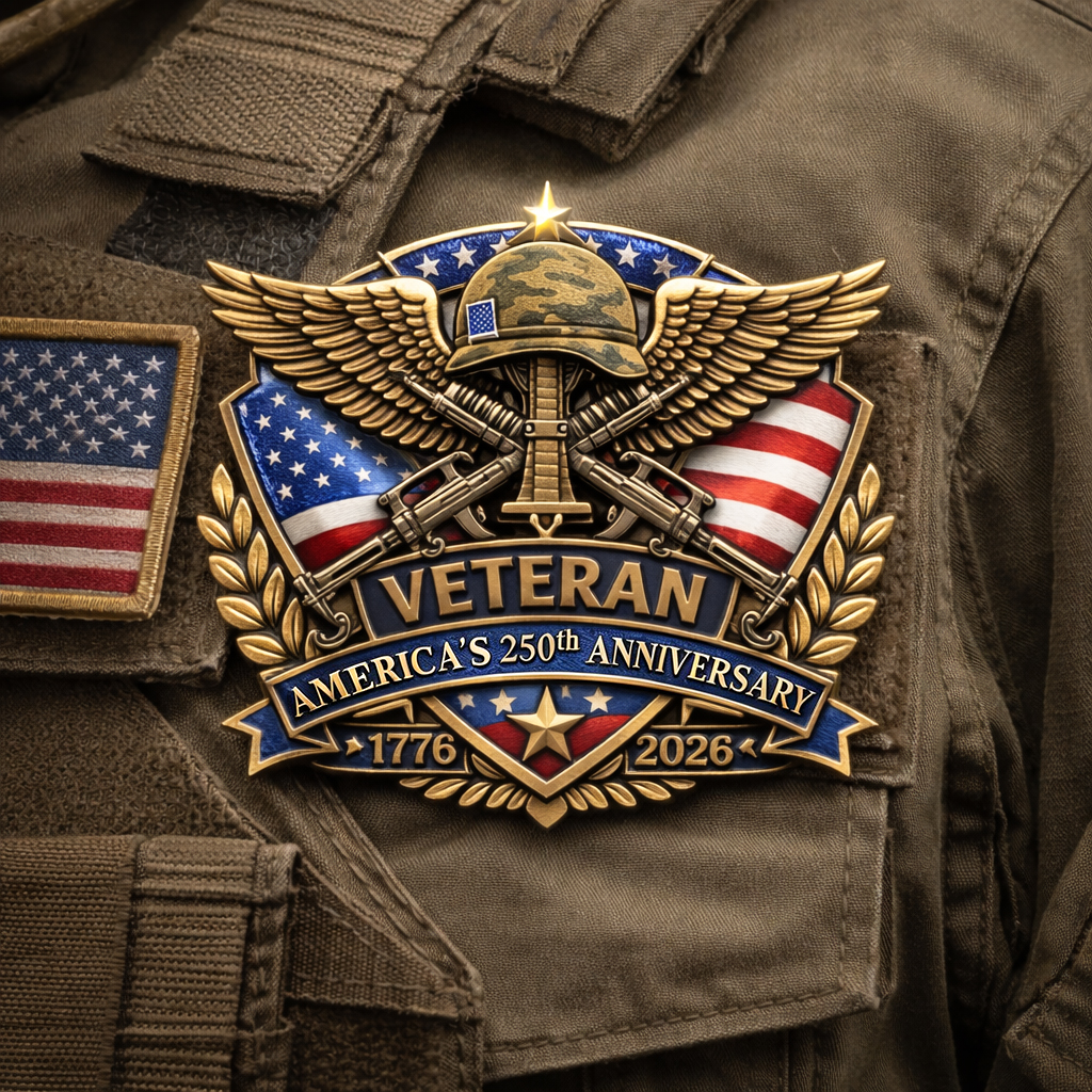 Honoring Our Heroes – Veteran Emblem Enamel Pin with U.S. Flag & Patriotic Design