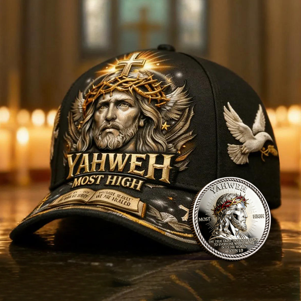 YAHWEH The True Light Faith Printed Hat with Free Faith Coin Gift