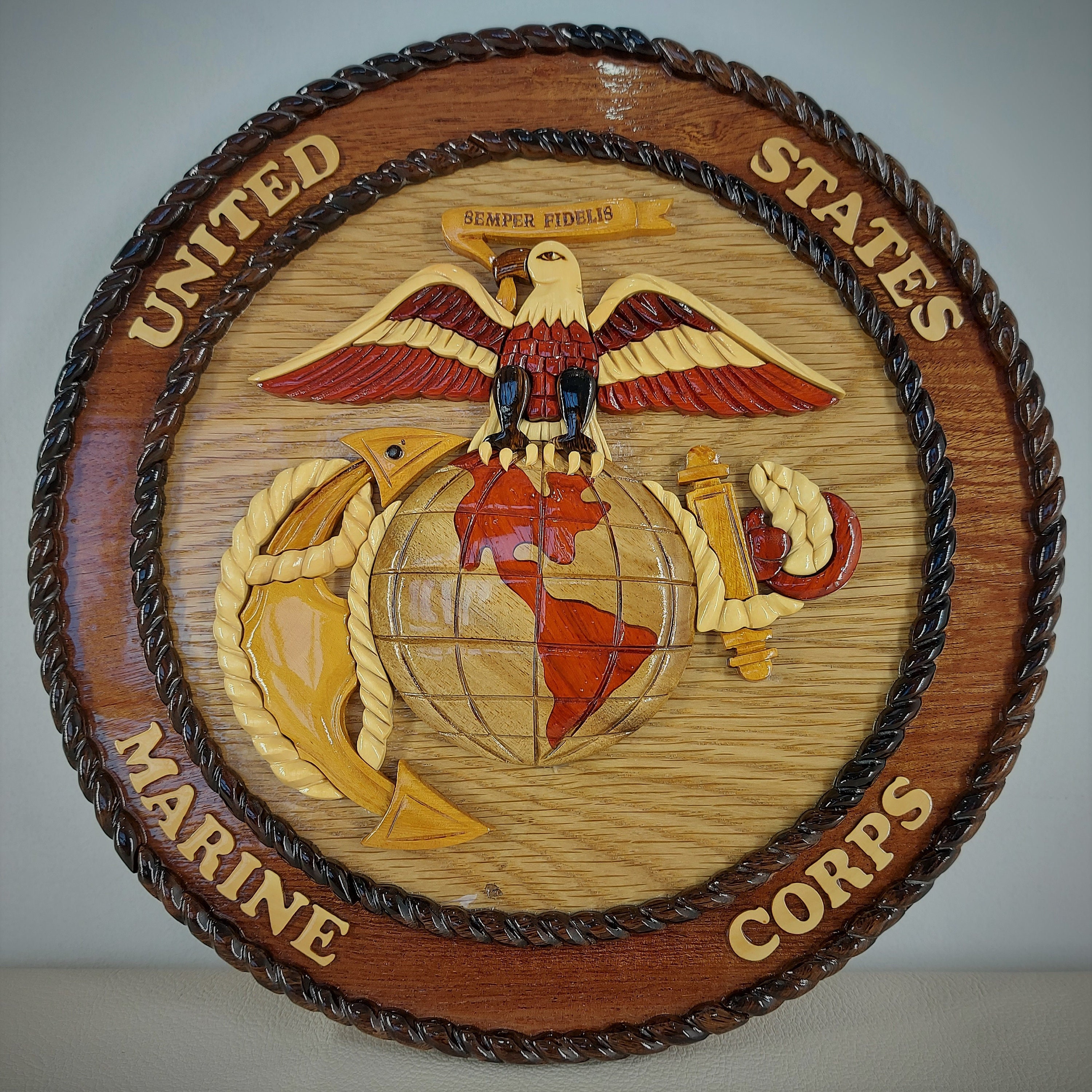 US Marine Corps Plaque - Handcrafted Wooden Wall Art 