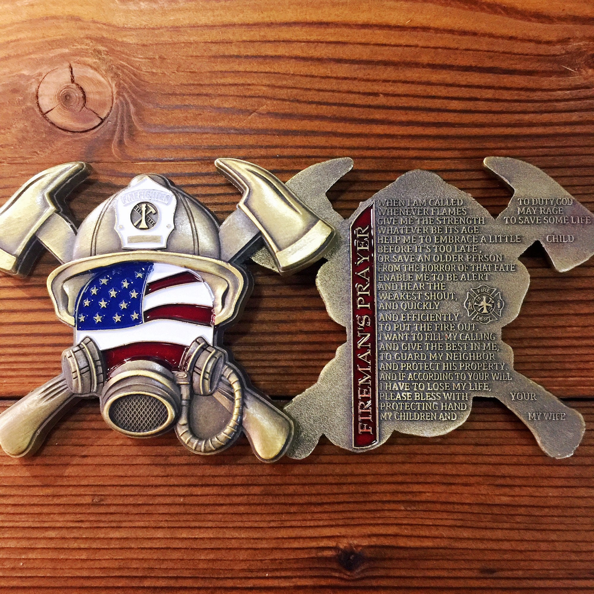 Firefighter Challenge Coin - Fire Respirator Axe Shape