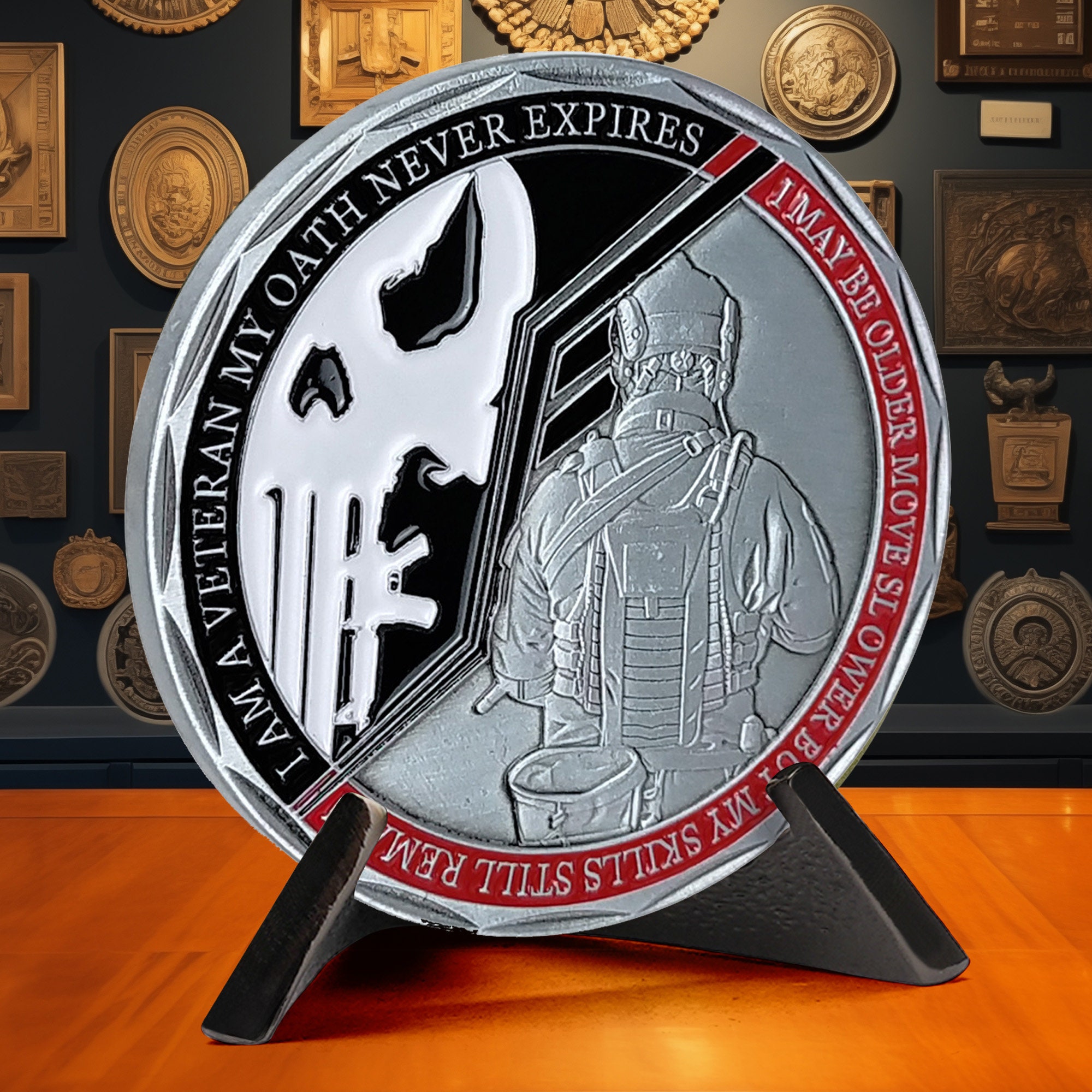Veteran Oath Challenge Coin - I May Be Older Move Slower But My Skills Still Remain 