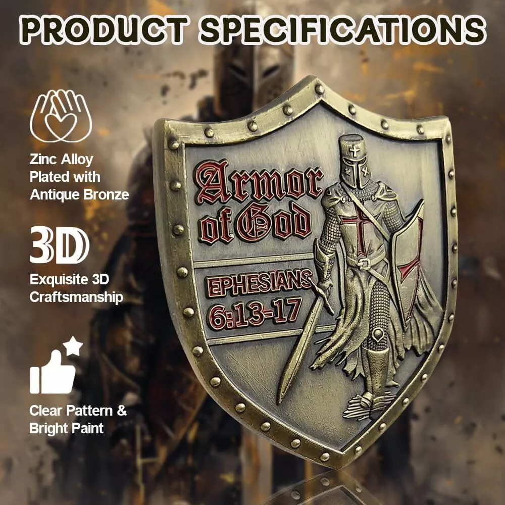 Armor of God EPH 6:13-17 Challenge Coin Shield Bronze Shield Badge/ Gift for Him