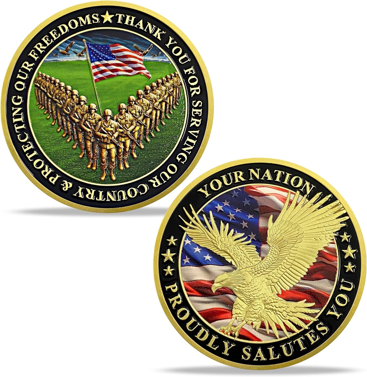 Military Veterans Challenge Coin - Your Nation Proudly Salutes You