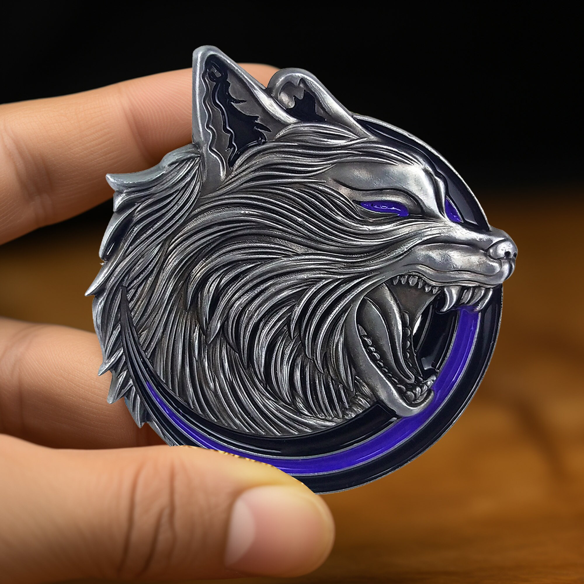 Sheepdog Wolf Challenge Coin: Thin Blue Line Law Enforcement Gift