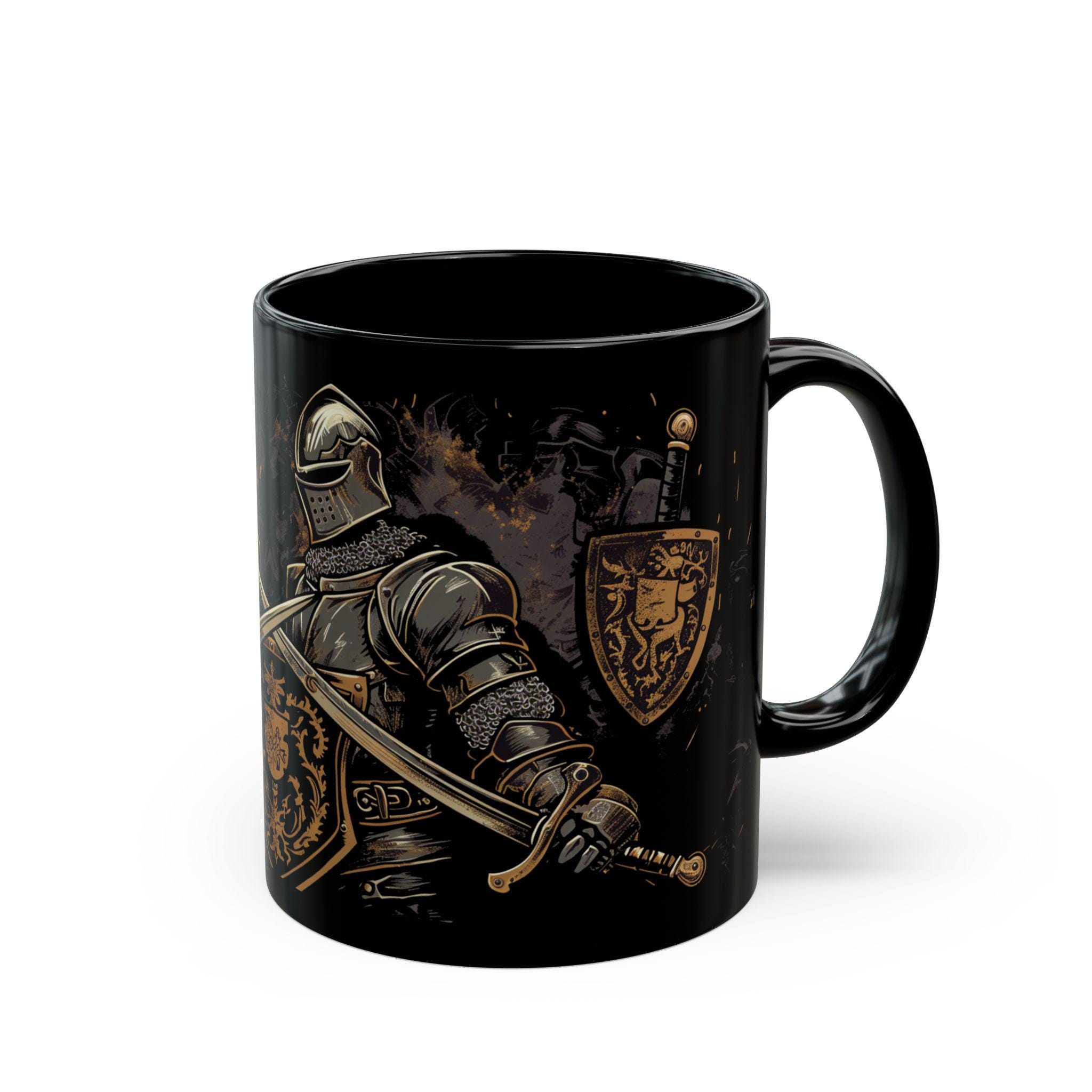 ⚔️ Medieval Knights Black Mug – Noble Gothic Drinkware for History Lovers