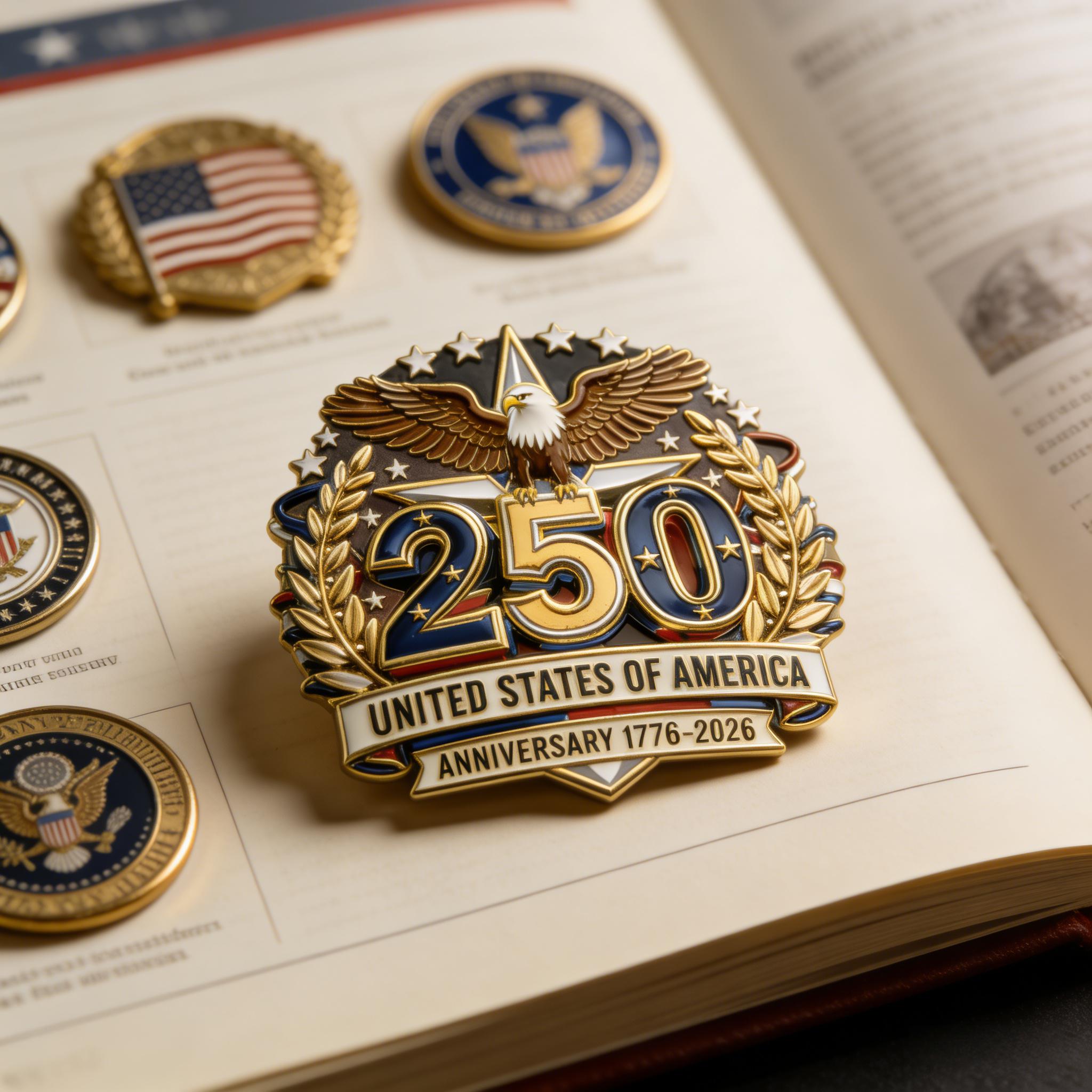 Commemorative 250th Anniversary Eagle Lapel Pin – Patriotic USA Enamel Badge for America’s Semiquincentennial
