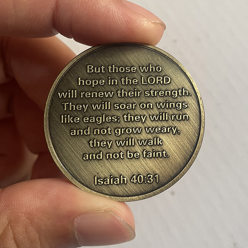 Bible Prayer Challenge Coin Isaiah 40:3 Rise Like Eagle Coin Gift for Christian