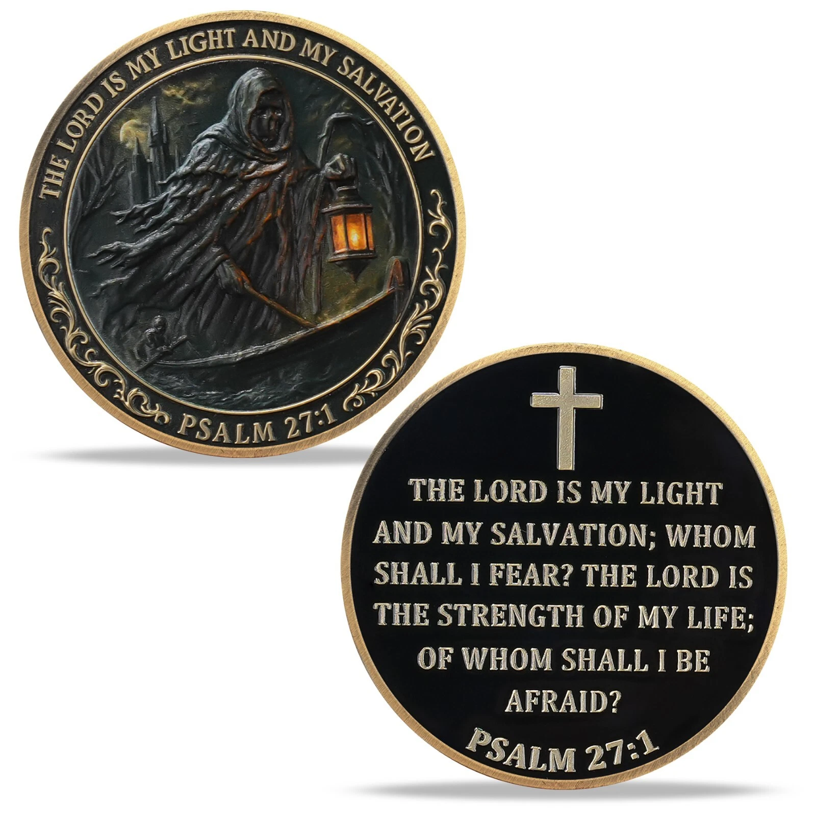 Psalm 27:1 Challenge Coin – Light in Darkness
