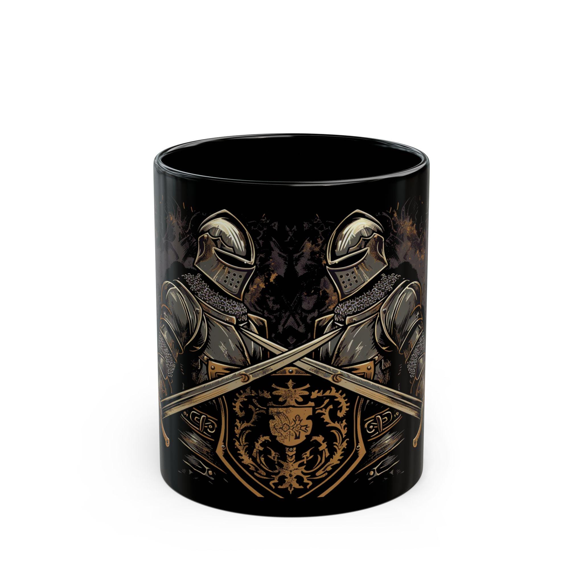 ⚔️ Medieval Knights Black Mug – Noble Gothic Drinkware for History Lovers