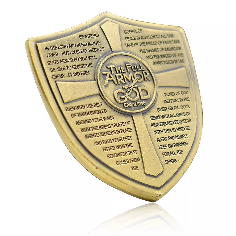 Armor of God Knights Templar US Flag Shield Challenge Coin