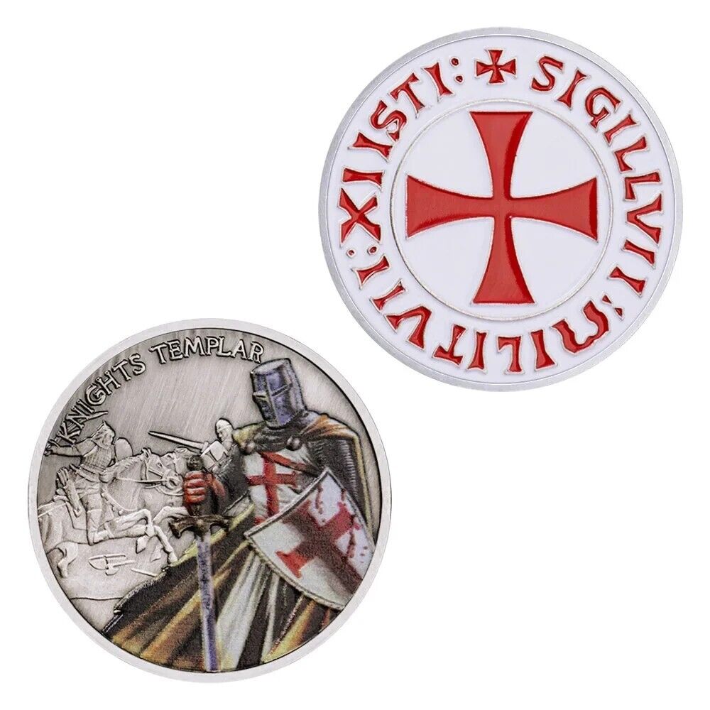 Knights Templar Antique Silver Plated Challenge Coin