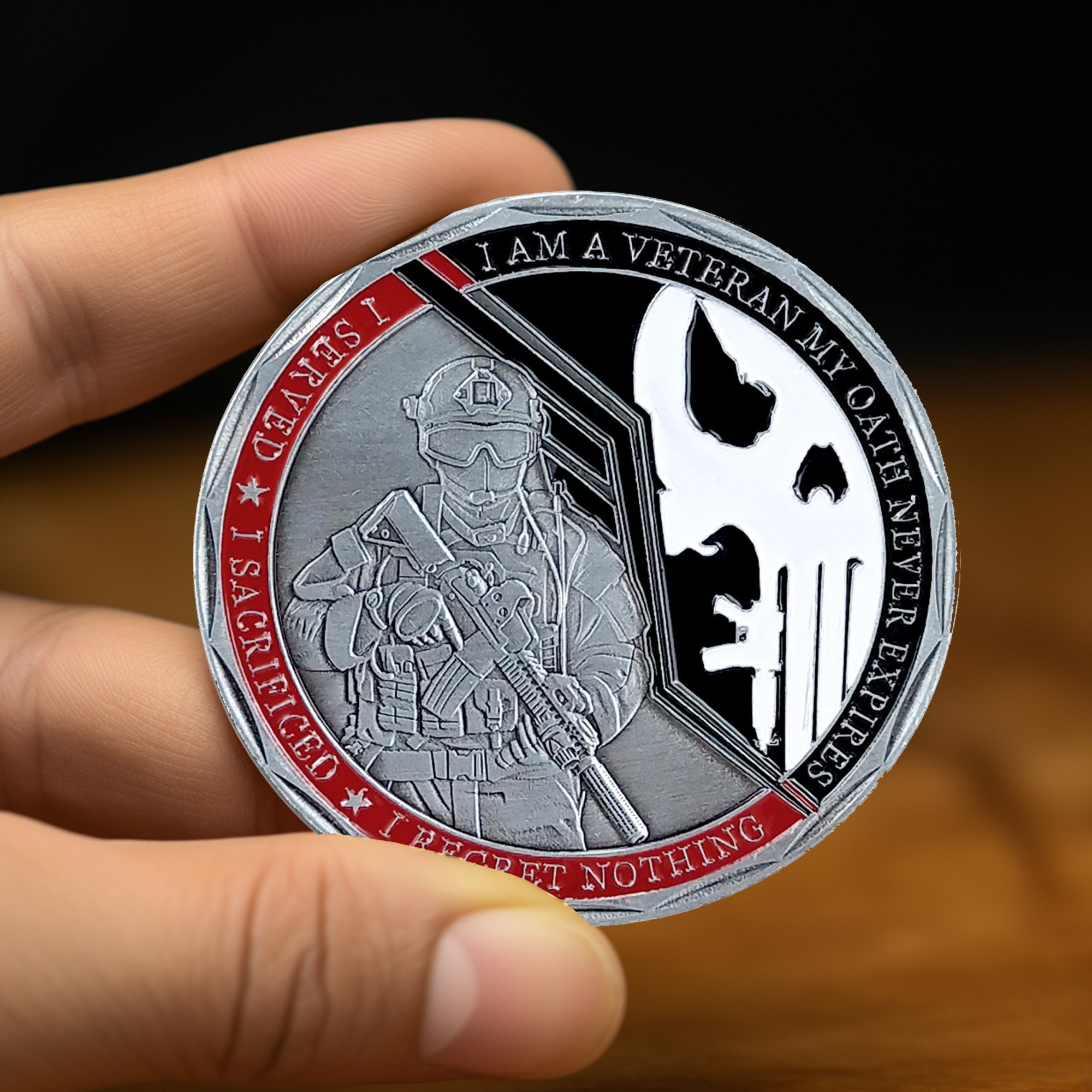 Veteran Oath Challenge Coin - I May Be Older Move Slower But My Skills Still Remain 