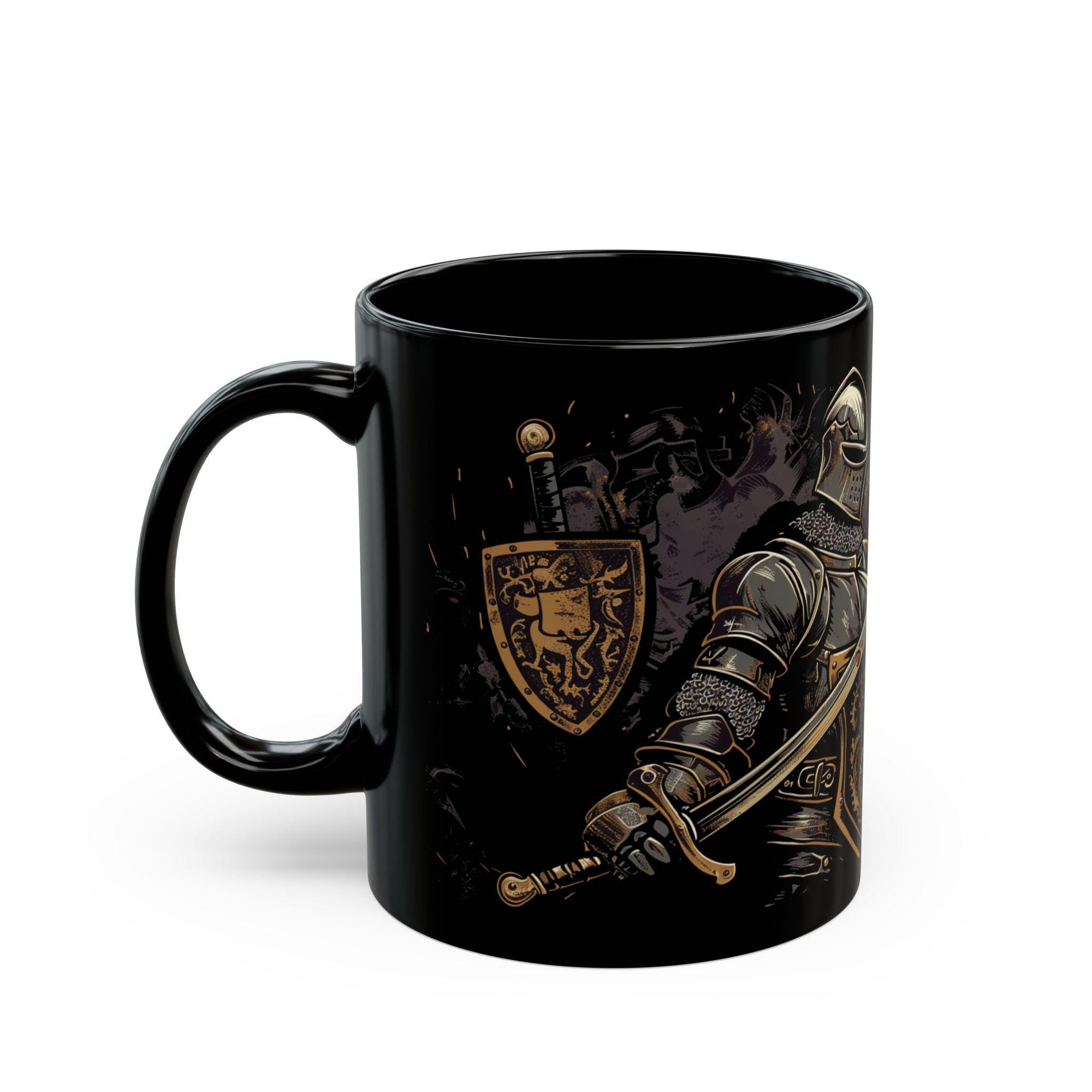 ⚔️ Medieval Knights Black Mug – Noble Gothic Drinkware for History Lovers