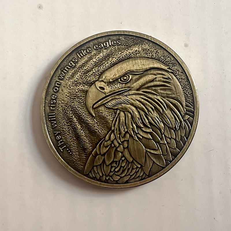 Bible Prayer Challenge Coin Isaiah 40:3 Rise Like Eagle Coin Gift for Christian