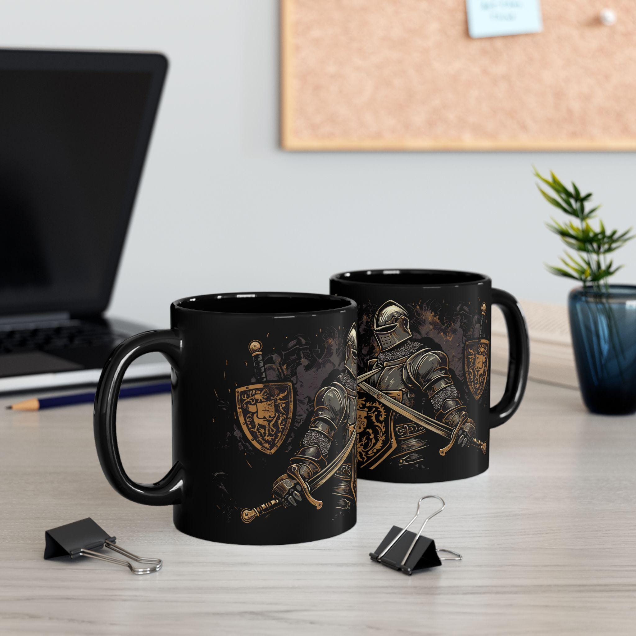 ⚔️ Medieval Knights Black Mug – Noble Gothic Drinkware for History Lovers