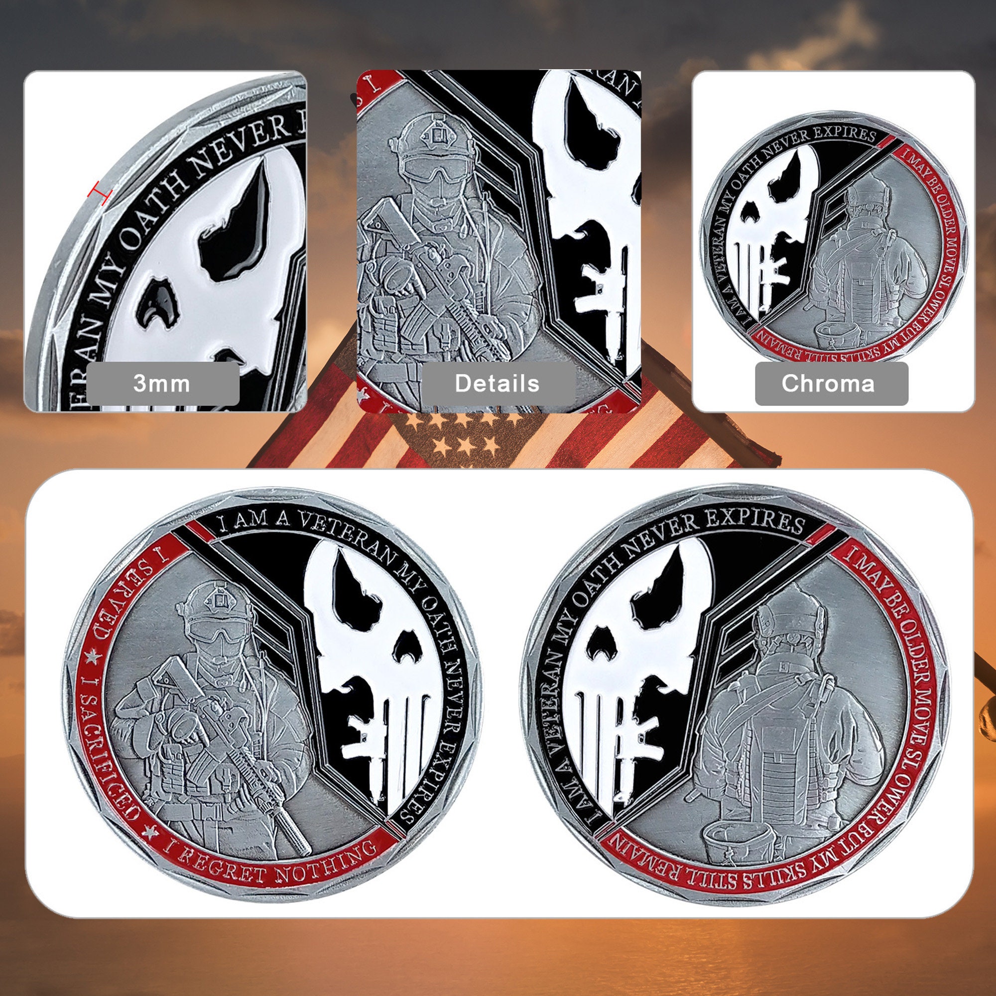 Veteran Oath Challenge Coin - I May Be Older Move Slower But My Skills Still Remain 