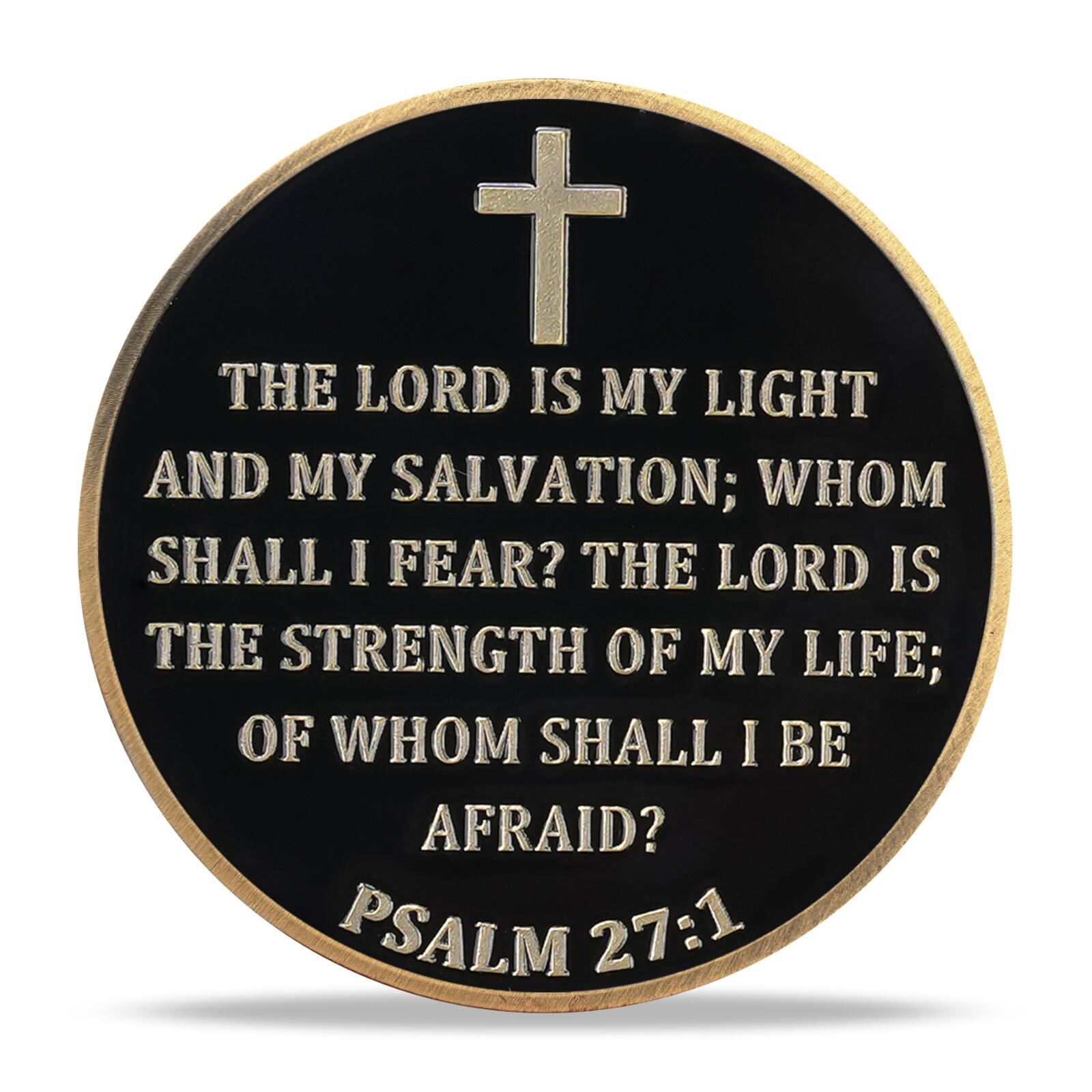 Psalm 27:1 Challenge Coin – Light in Darkness