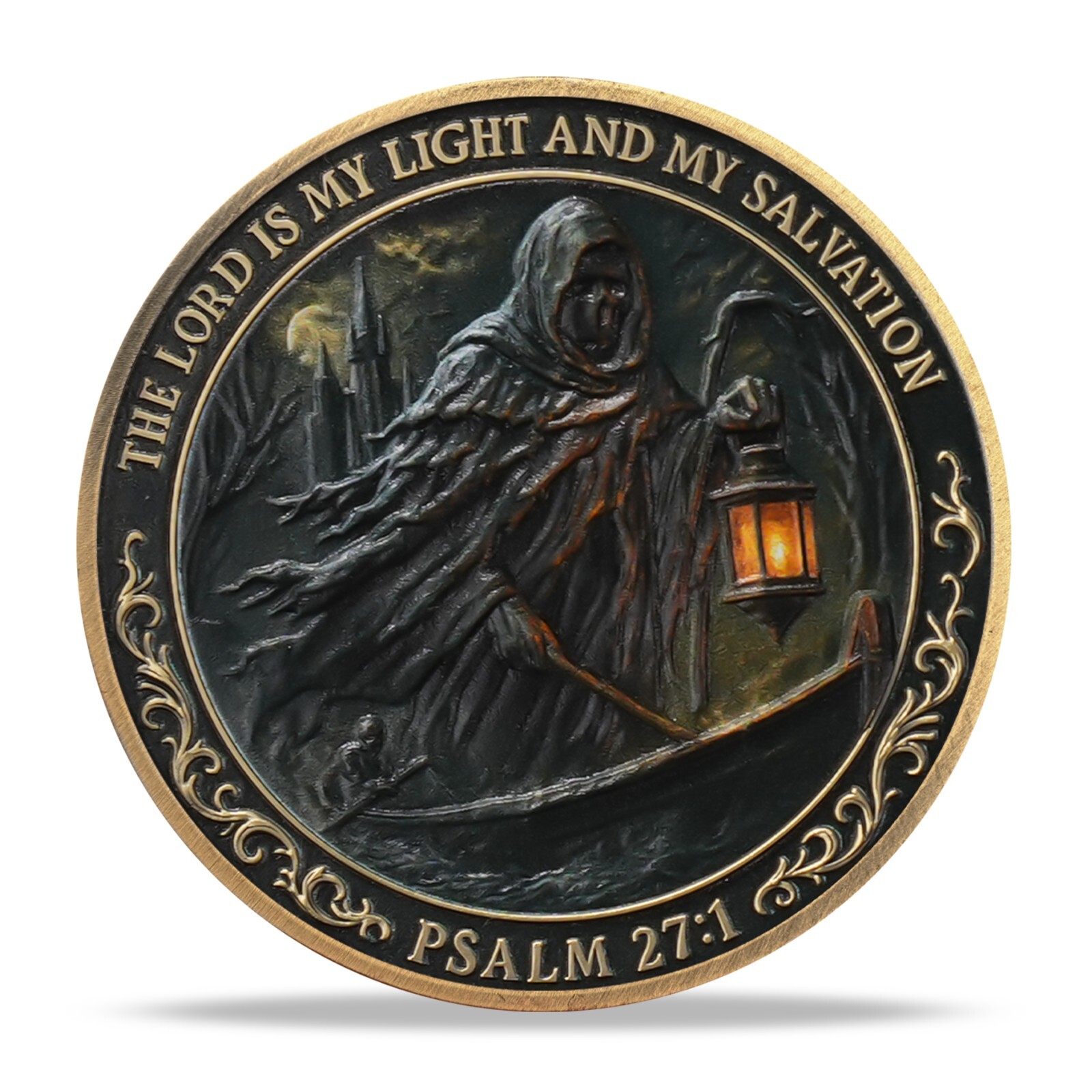 Psalm 27:1 Challenge Coin – Light in Darkness