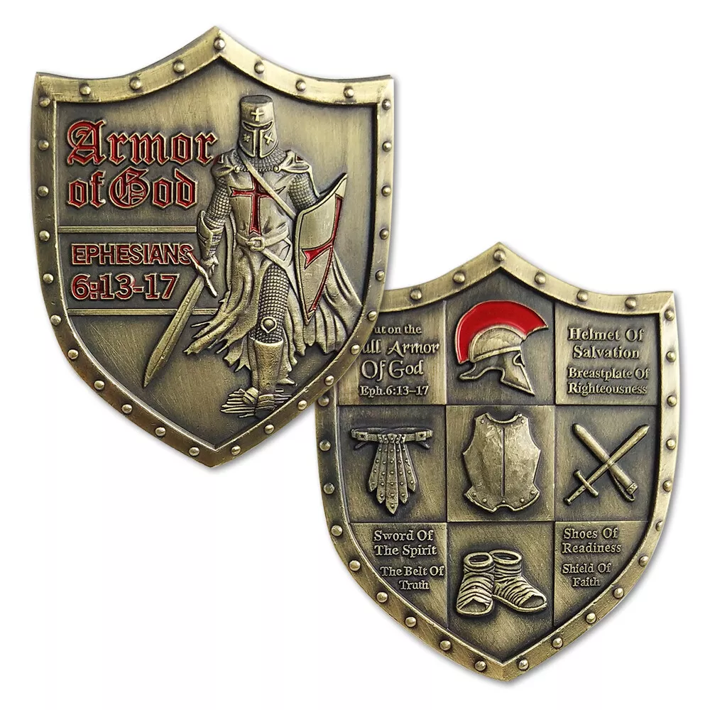 Armor of God EPH 6:13-17 Challenge Coin Shield Bronze Shield Badge/ Gift for Him