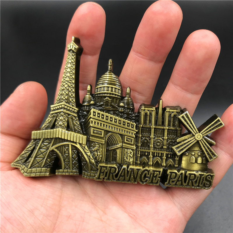 World Travel City 3D Metal Handmade Stereo Magnetic Refrigerator Sticker