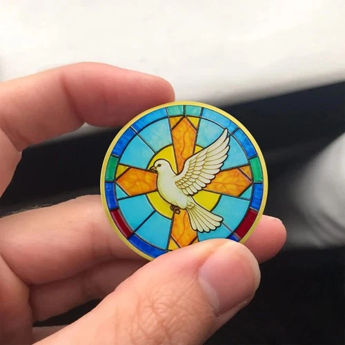 Holy Peace Dove Christian Challenge Coin John 14:27 Bible Verse Faith Token Gift - Picture 14 of 14