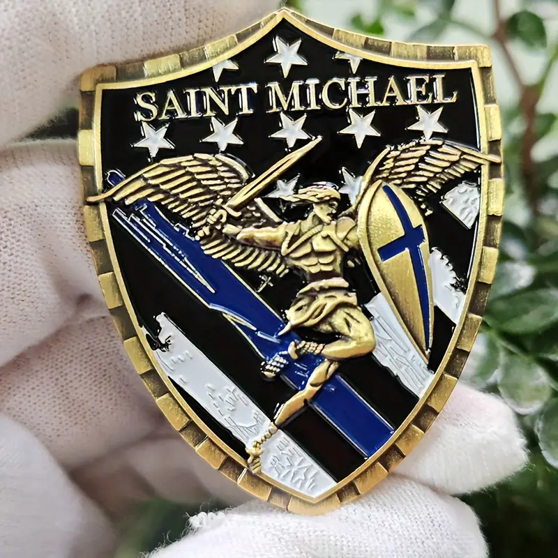 🛡️ St. Michael Thin Blue Line Police Challenge Coin