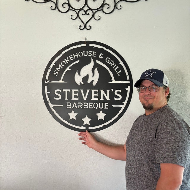 Personalized Metal BBQ Wall Sign | Custom Outdoor Grill Decor & Gift