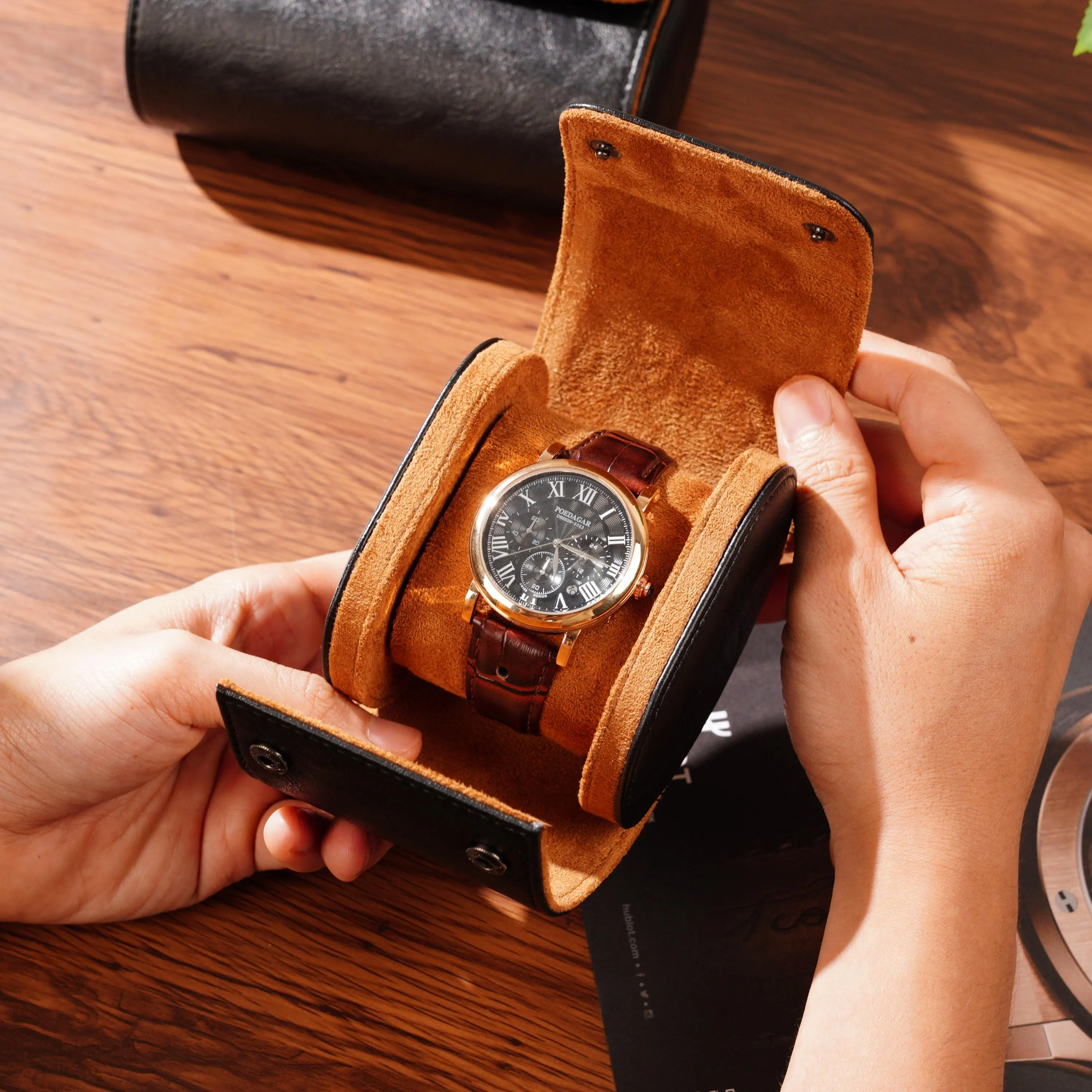 Personalized Leather Watch Roll