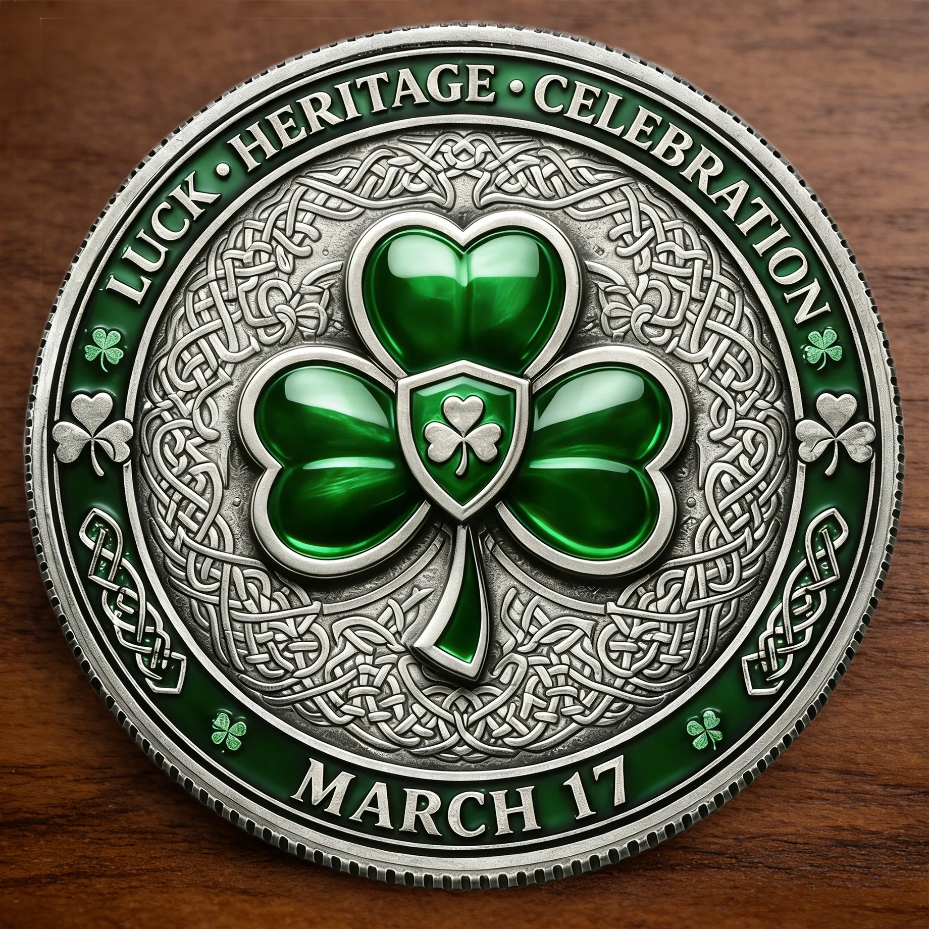 St. Patrick’s Day Chicago River Challenge Coin – March 17 Lucky Clover Irish Heritage Collectible