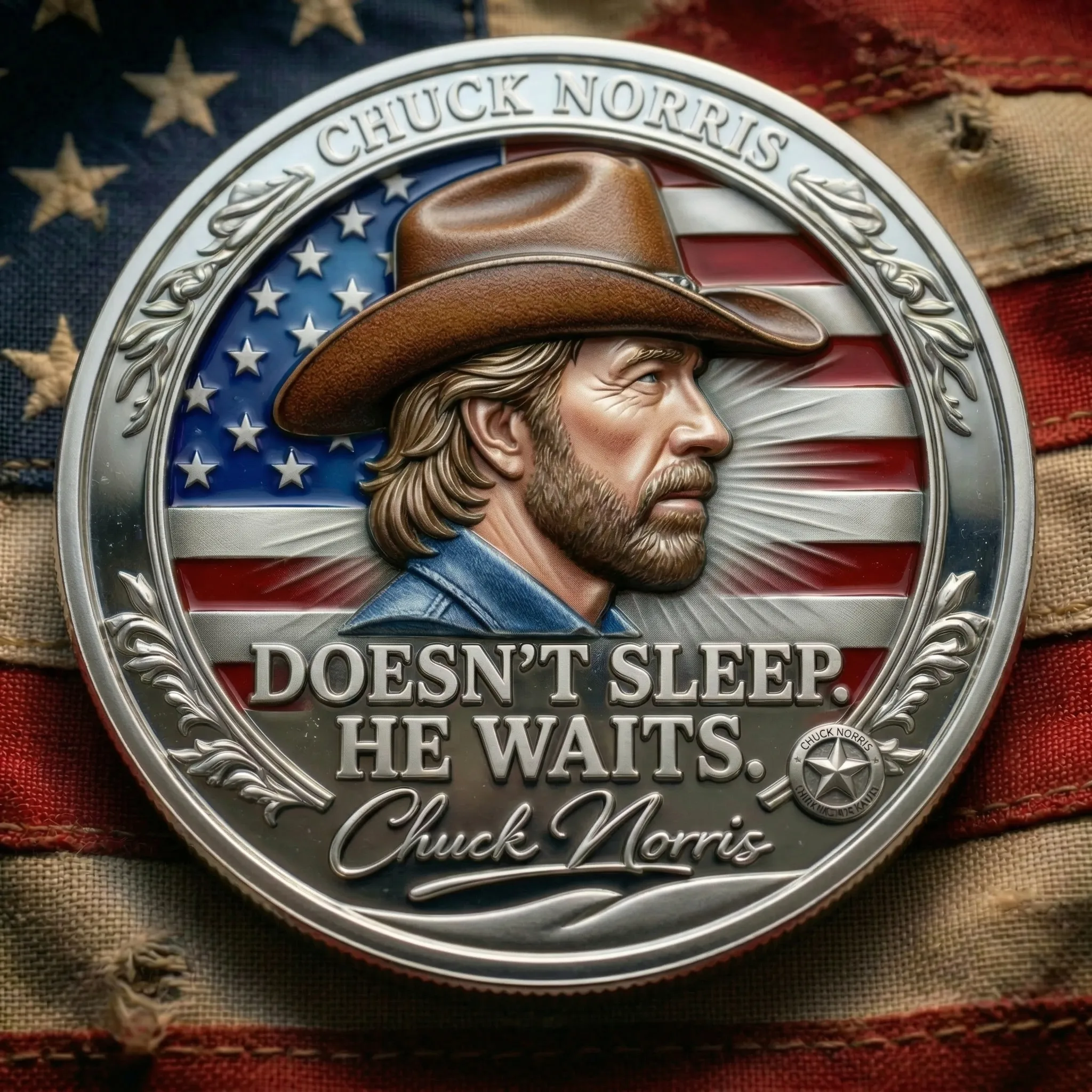 🇺🇸🥋Chuck Norris Legacy Tribute 3D engraved Memorial Coin❤