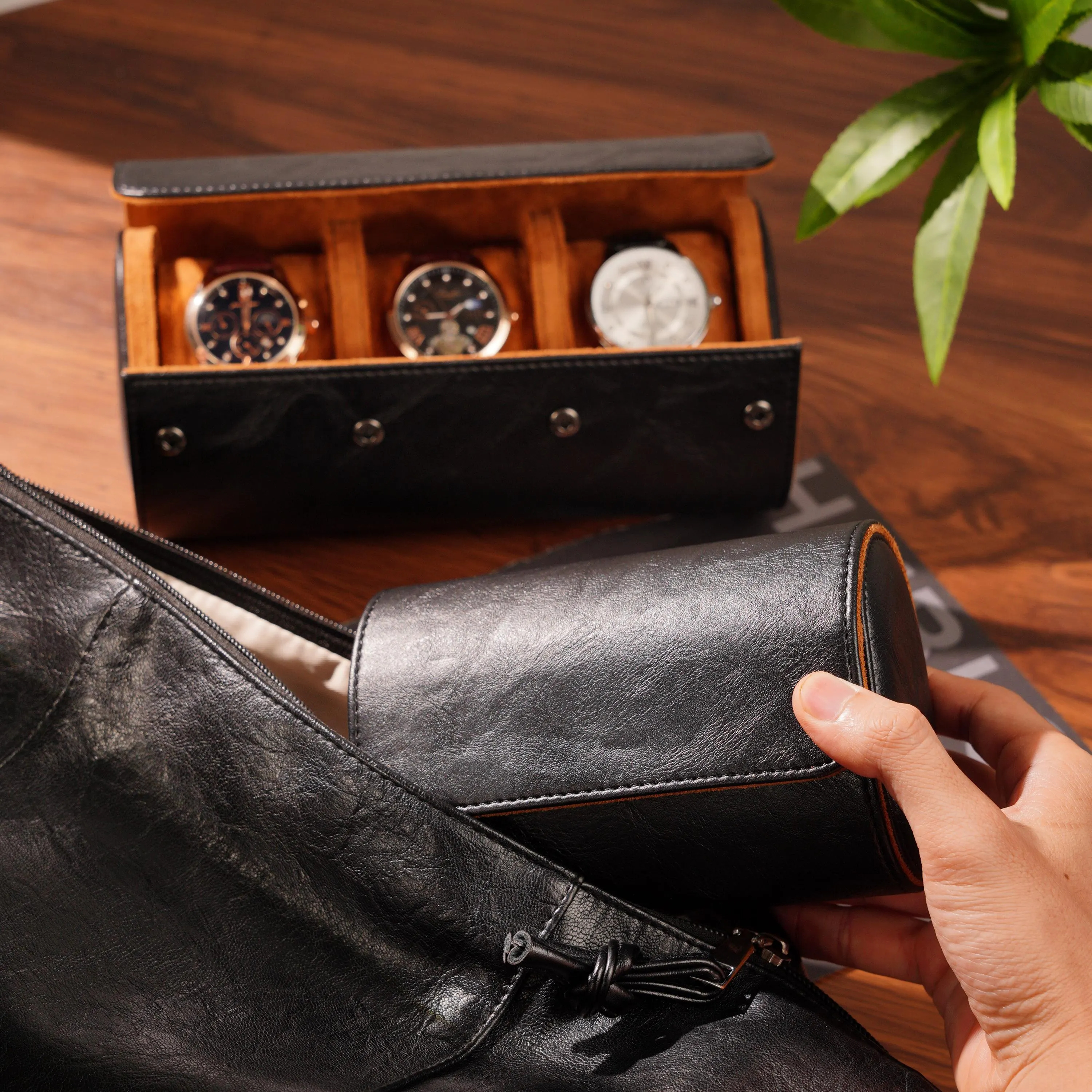 Personalized Leather Watch Roll