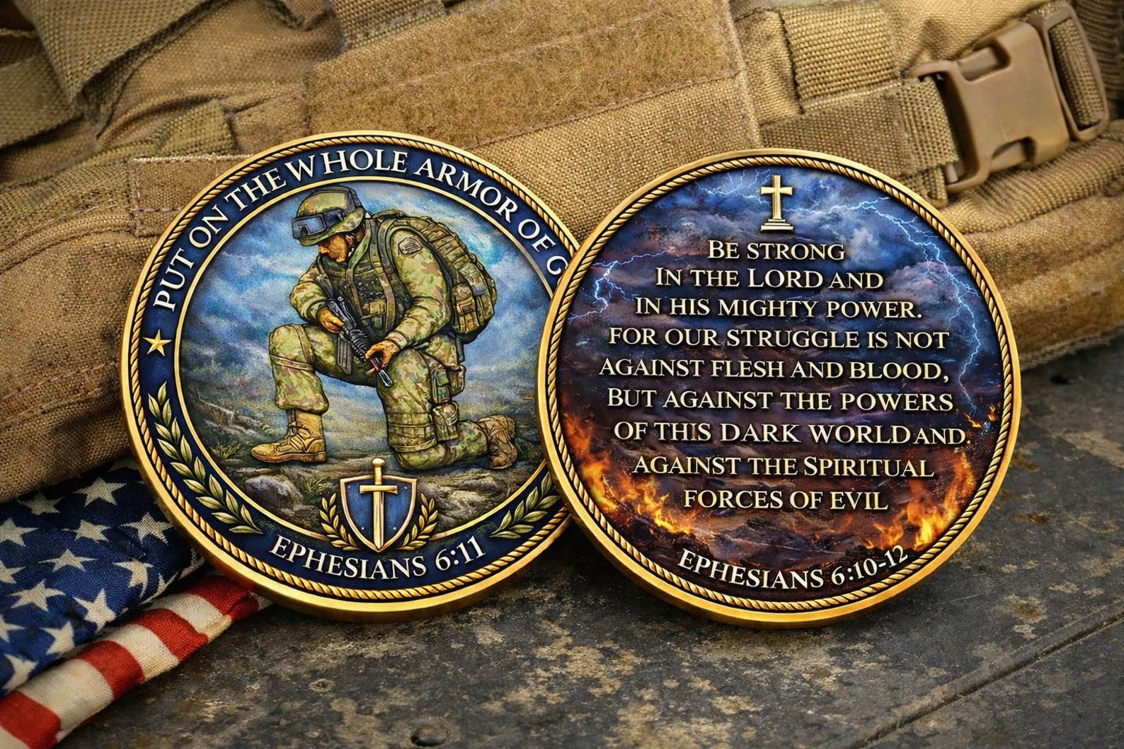 🛡️ Christian Armor of God Challenge Coin – Ephesians 6 Scripture Token