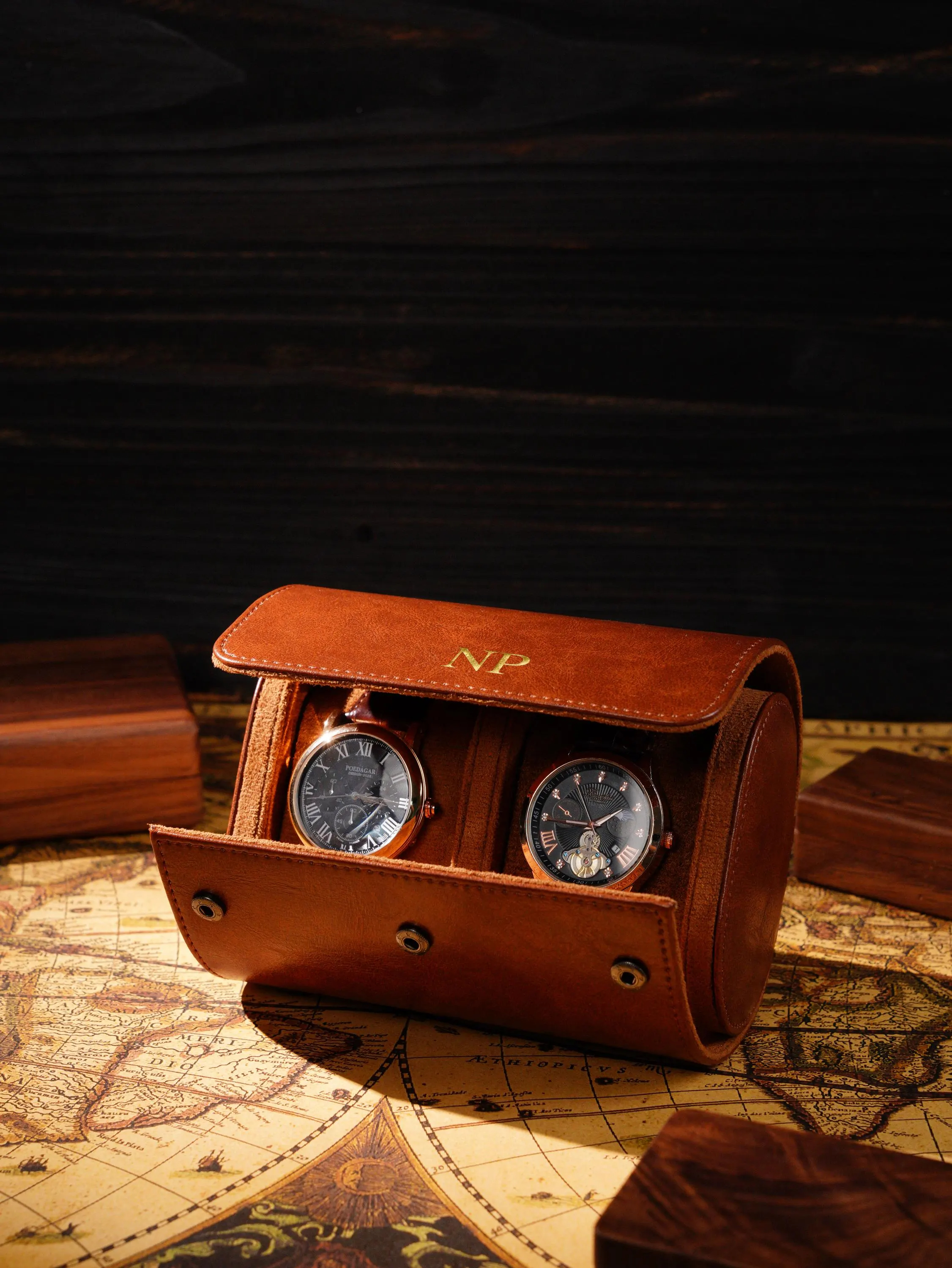 Personalized Leather Watch Roll