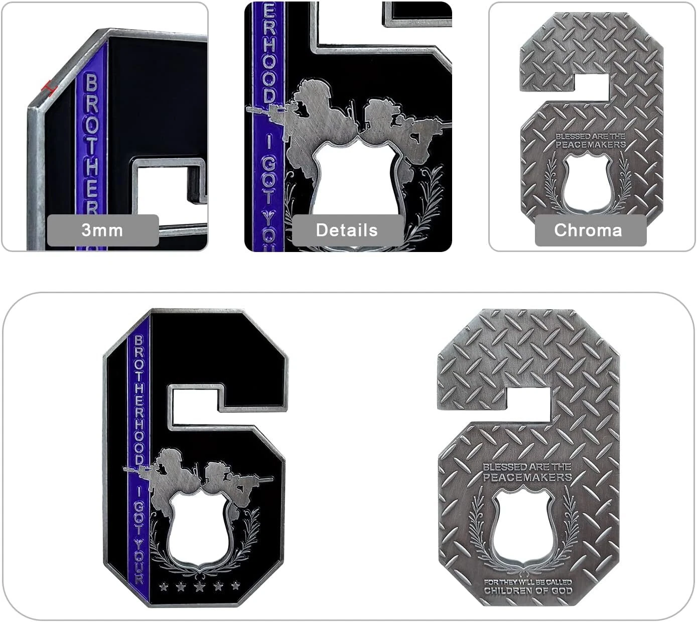 Thin Blue Line Law Enforcement Police Challenge Coin - I Got Your Brother "SIX" - Picture 9 of 12