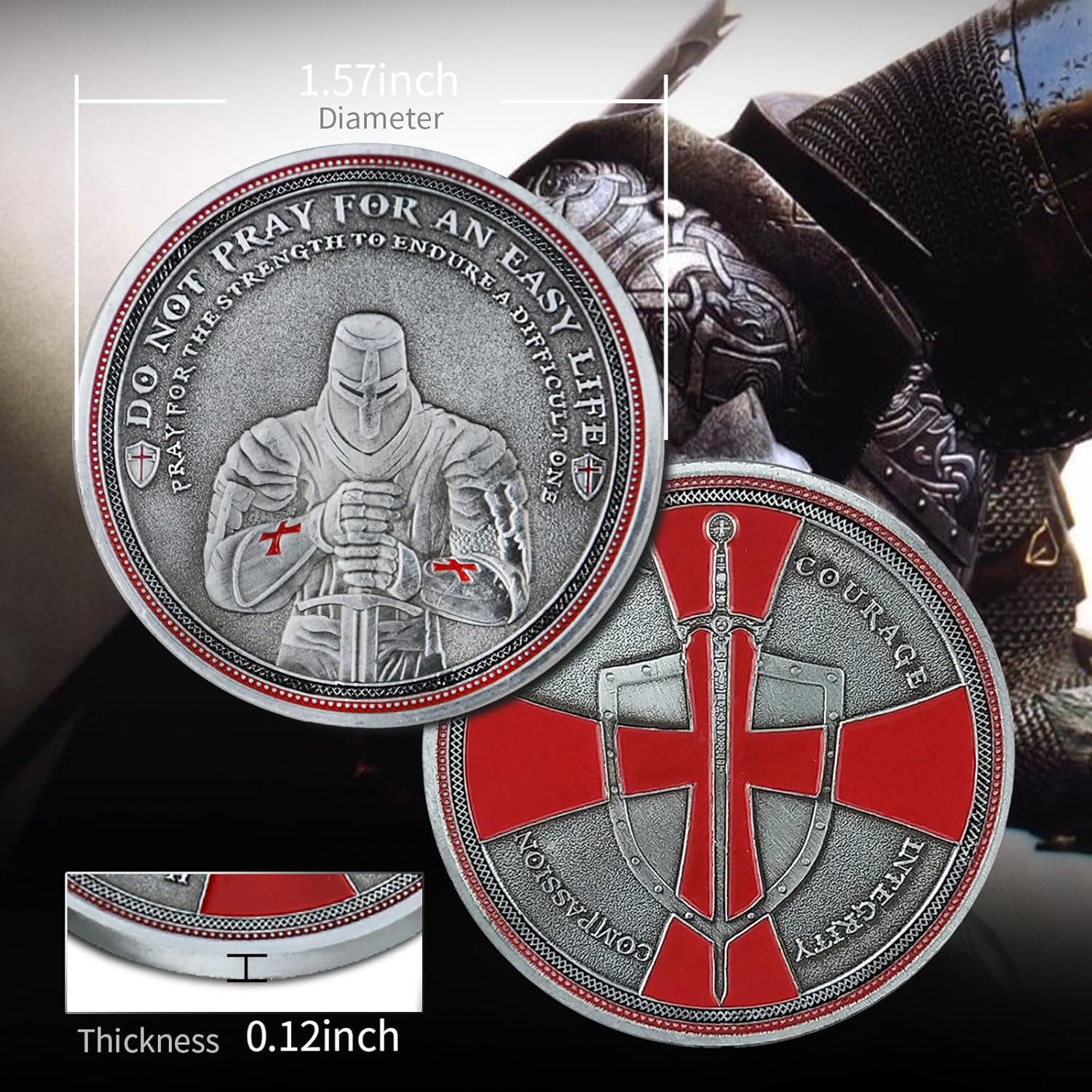 Knights Templar Cross Challenge Coin 