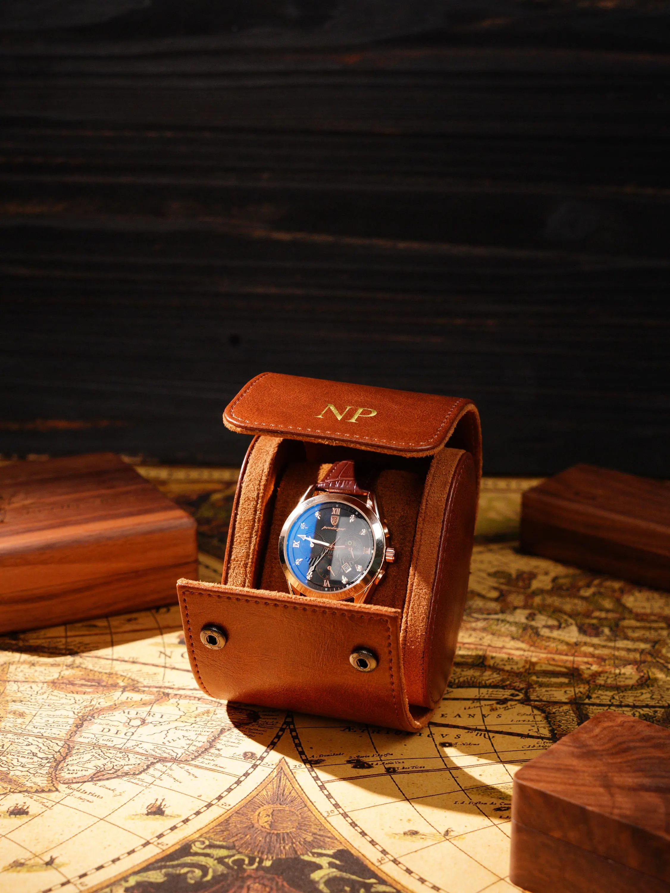 Personalized Leather Watch Roll