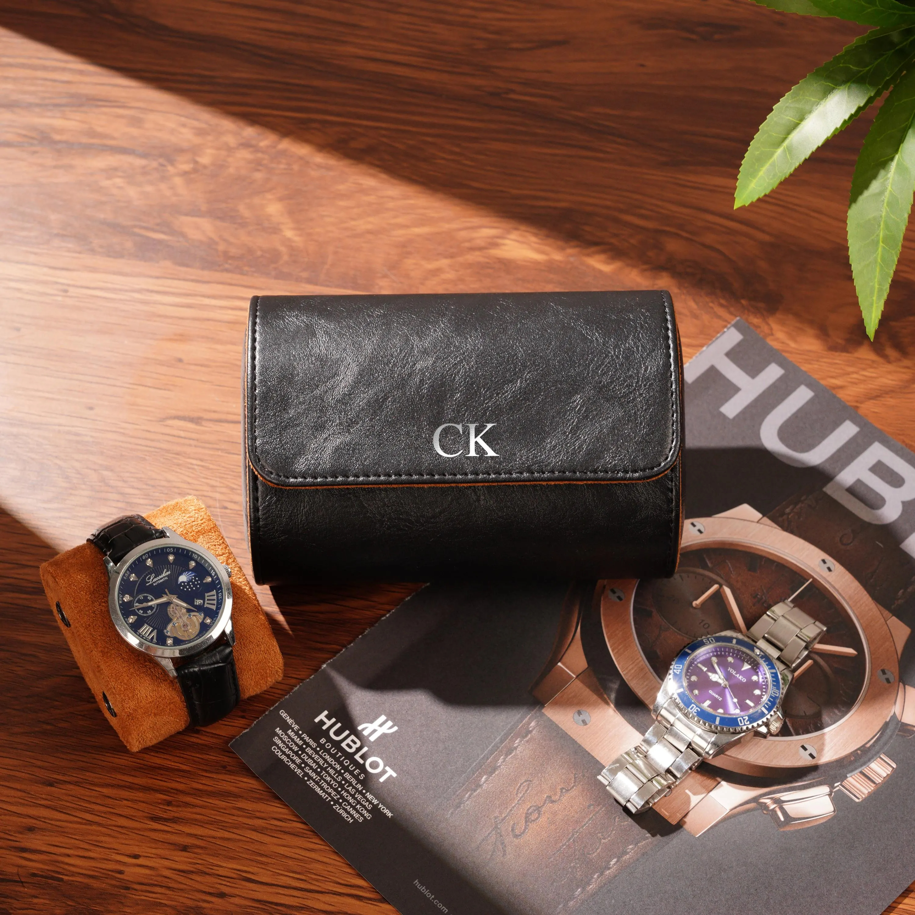 Personalized Leather Watch Roll