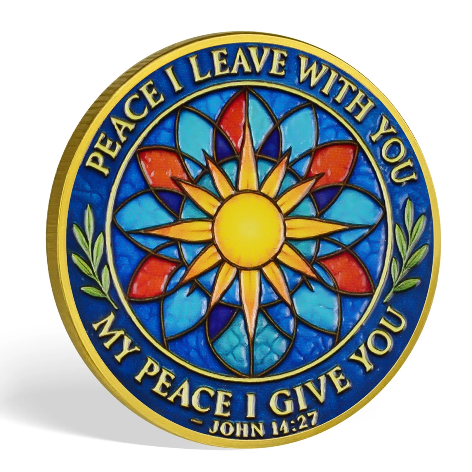 Holy Peace Dove Christian Challenge Coin John 14:27 Bible Verse Faith Token Gift
