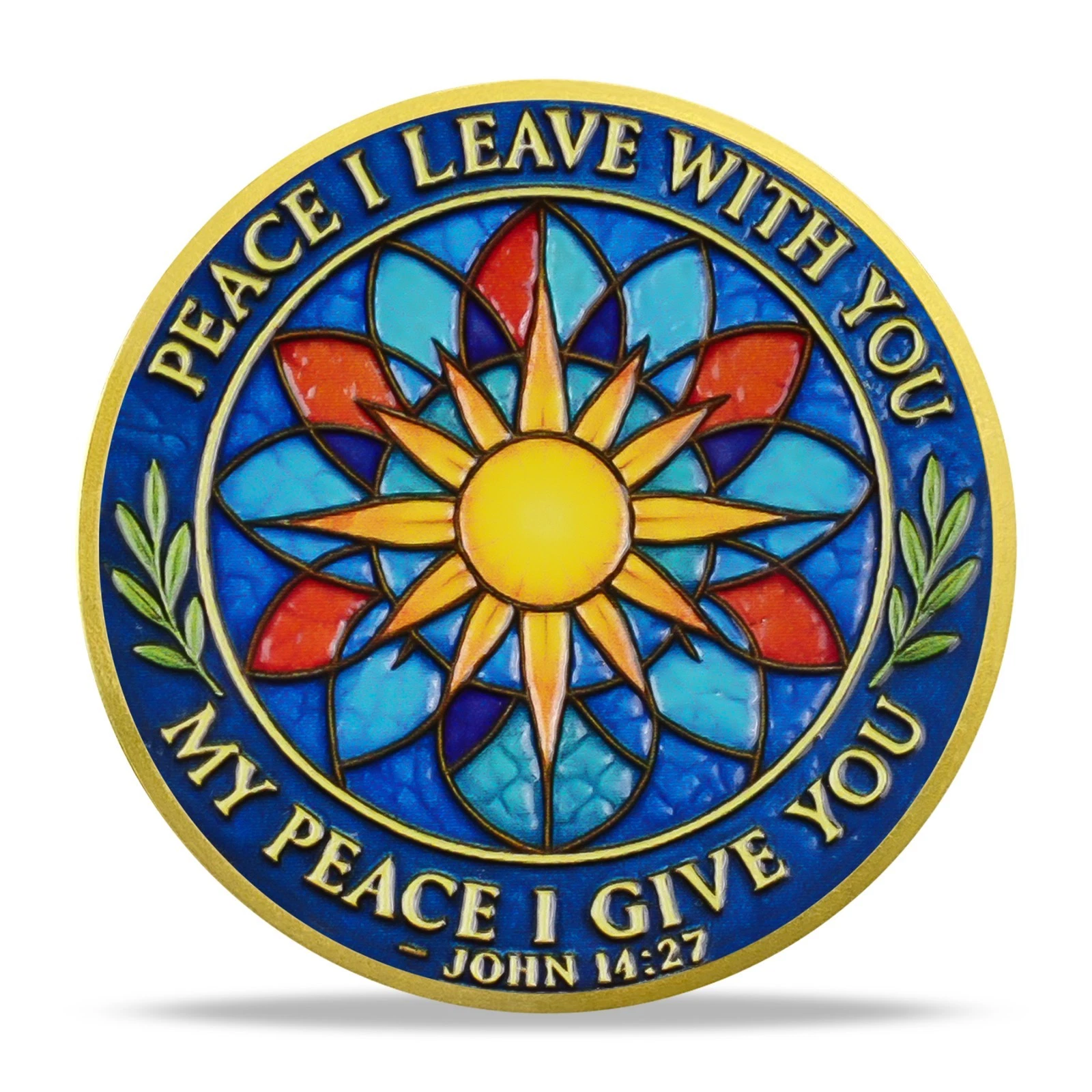 Holy Peace Dove Christian Challenge Coin John 14:27 Bible Verse Faith Token Gift