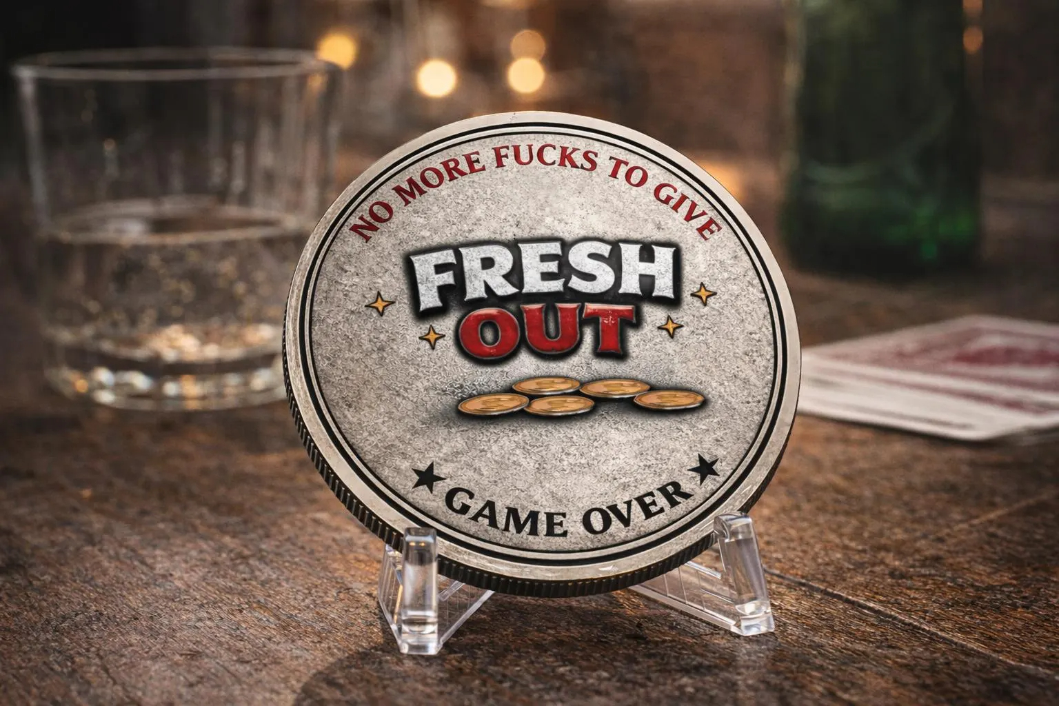 Raven Skull Challenge Coin, Dark Humor Sarcastic Novelty Desk Piece