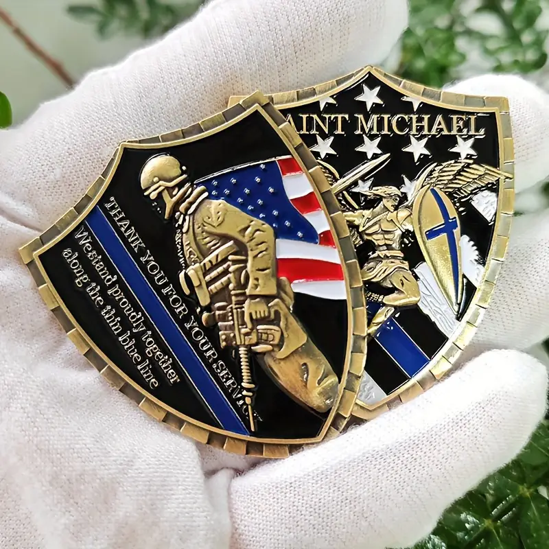 🛡️ St. Michael Thin Blue Line Police Challenge Coin