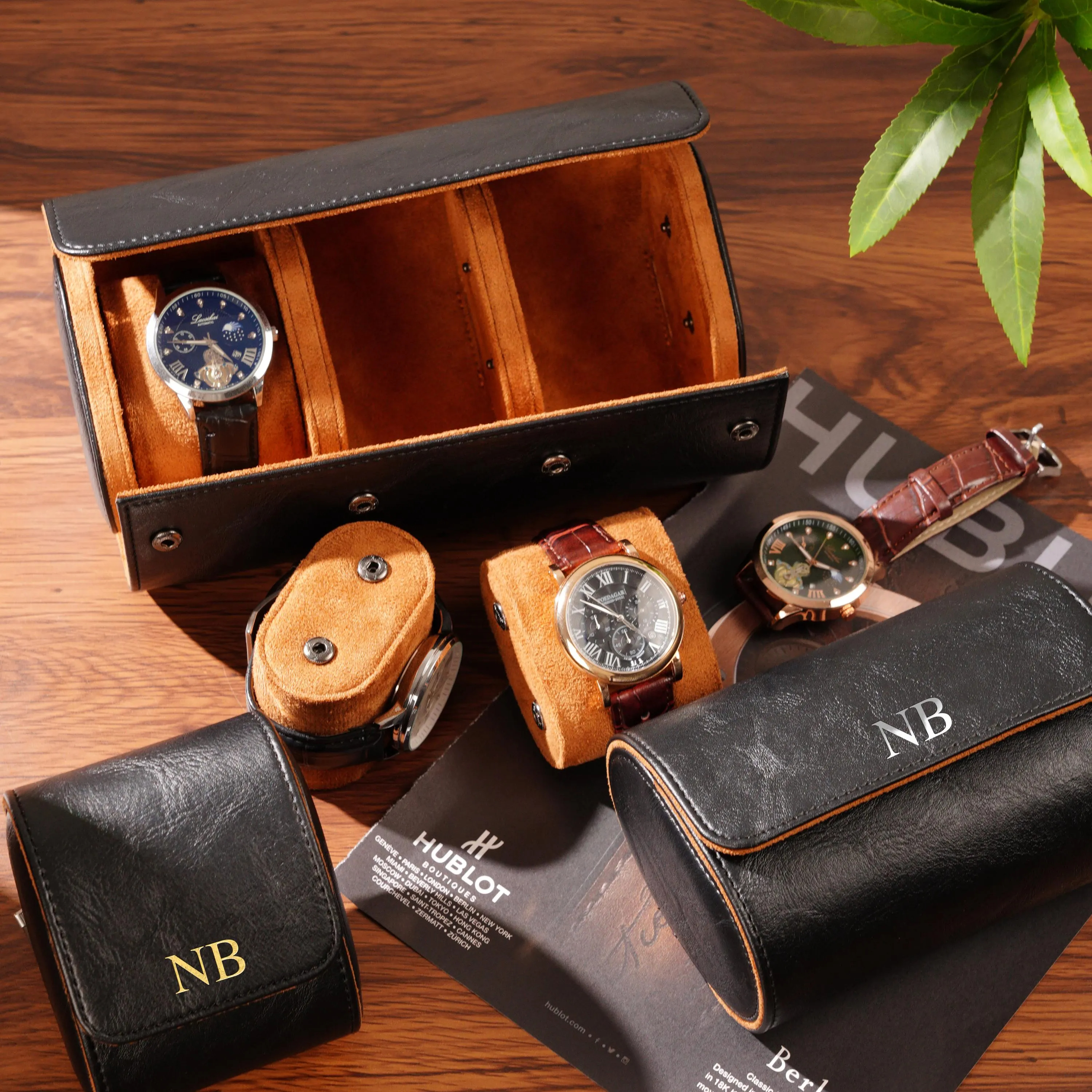 Personalized Leather Watch Roll