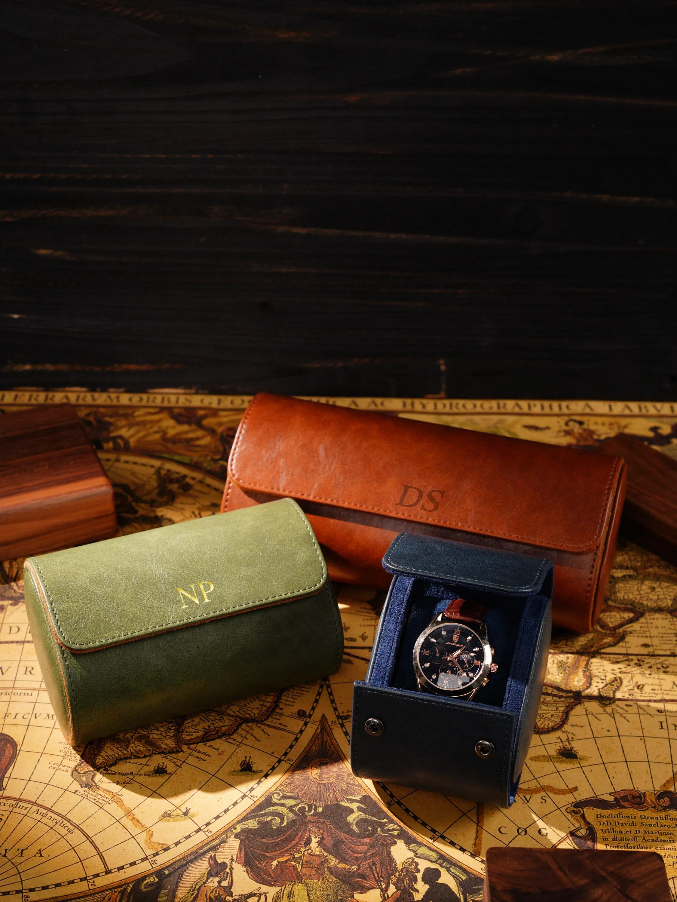 Personalized Leather Watch Roll