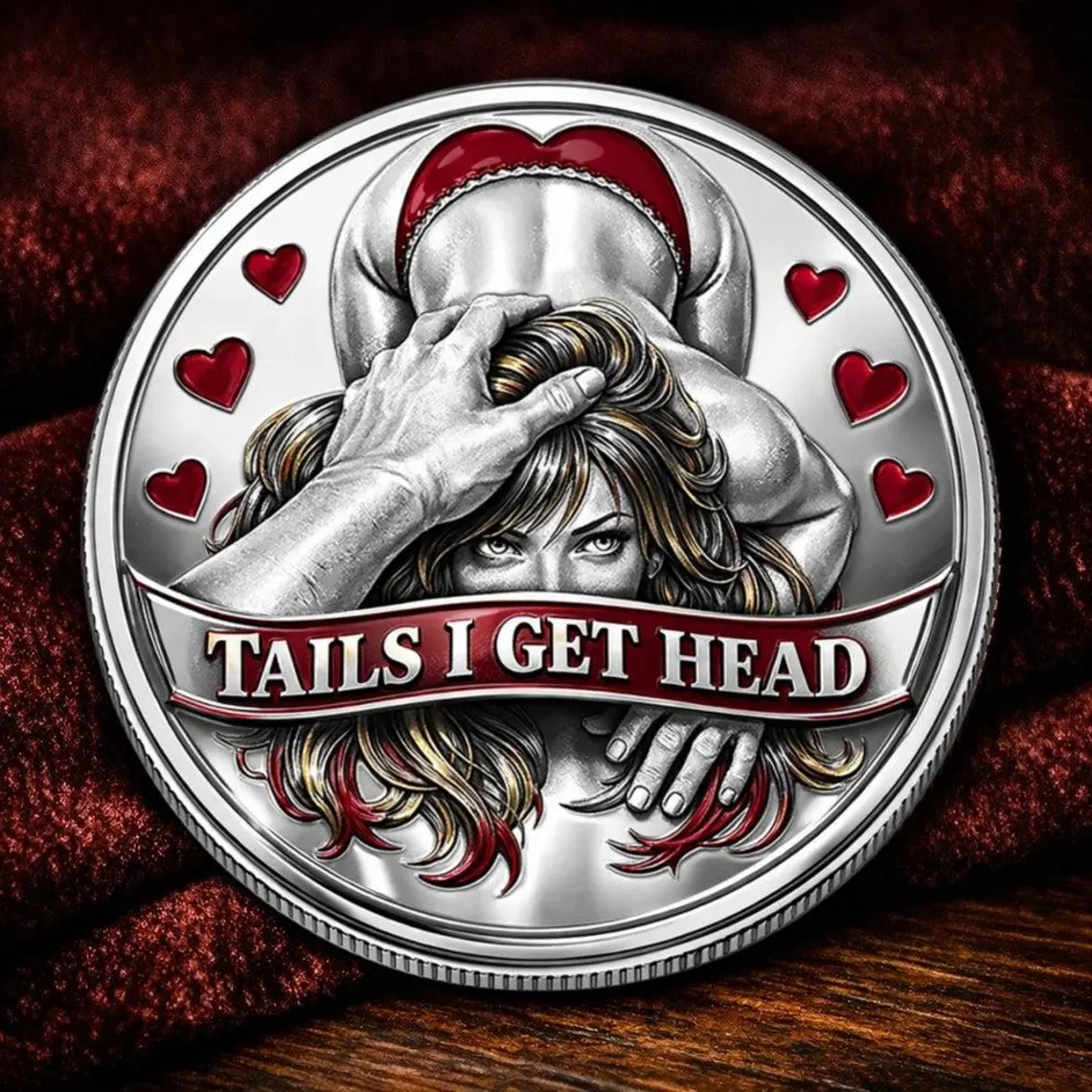 💘 Funny Couples Decision Coin – Heads I Get Tail / Tails I Get Head